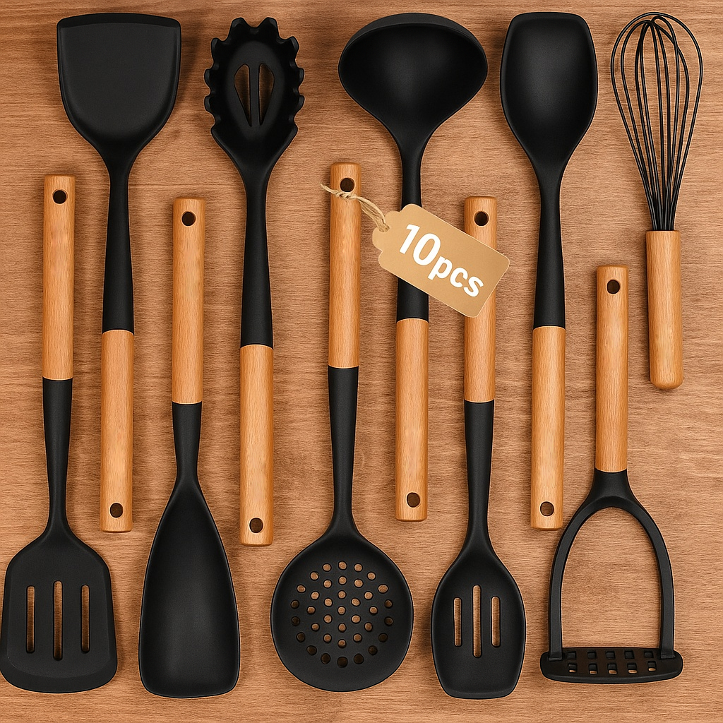 10Pcs Silicone Cooking Utensils Set