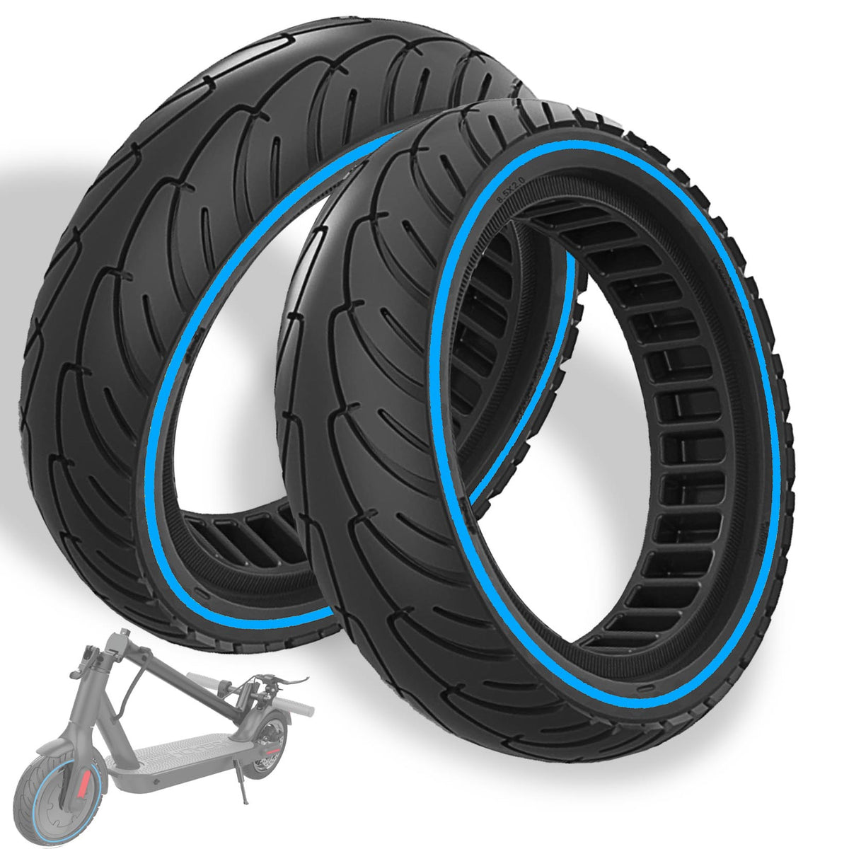 8.5 x 2.0 Inches Anti-explosion Electric Scooter Solid Tire-Blue*2 pieces