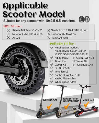 10x2.5 Inches Anti-Skid Tire Electric Scooter Solid Tire*2 pieces