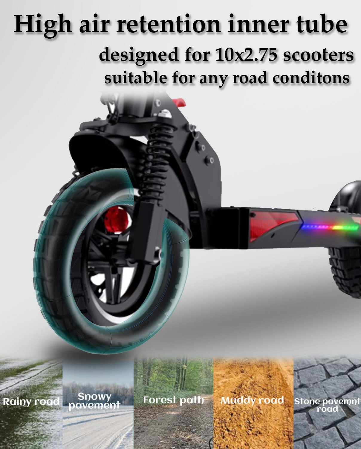 GLDYTIMES 70/65-6.5 Tire Off Road, 10 Inch Scooter Tube, 10x2.75-6.5/ 10x2.70-6.5 Tube Fit for Hiboy Titan Pro/Max3~Hover-1 Alpha~Wheelspeed 1 Pro~JoyorY-S~Ninebot Max G2~Evercross Electric Scooter