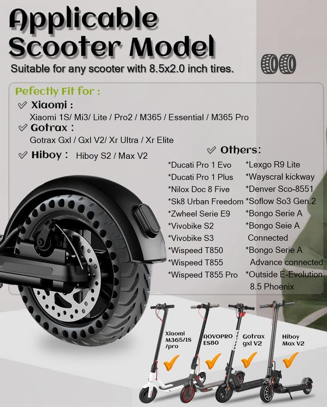 8.5x 2.5 Inches Explosion-Proof Honeycomb Electric Scooter Solid Tire