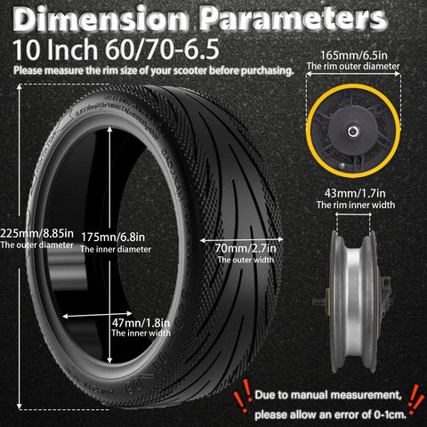 10x2.5 Inches Self-repair Vacuum Outer Tire for Electric Scooter