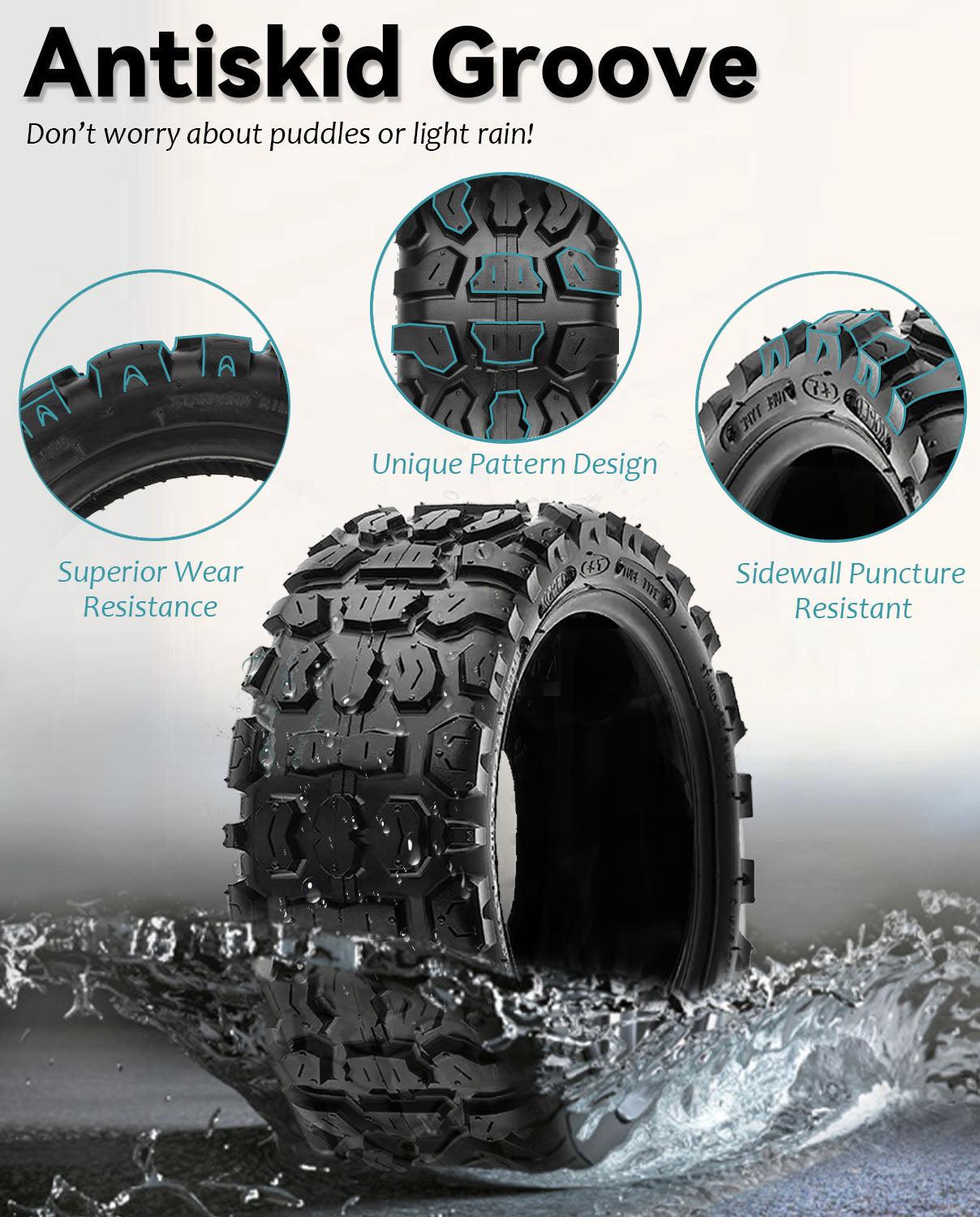 GLDYTIMES 11 Inch Off Road Scooter Tire, 90/65-6.5 Tubeless Tire Heavy Duty Vacuum Snow Tyre Fit for Dualtron Ultra/Dualtron Thunder/Zero 11x/Speedual Plus/Kaabo Wolf Warrior Electric Scooter…