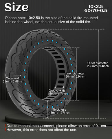 10 x 2.5 Inches Anti-explosion Electric Scooter Solid Tire-Blue*2 pieces