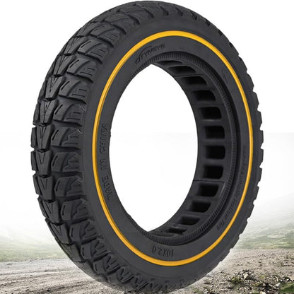 GLDYTIMES 10X2.125 Solid Tire: 50/75-6.1 Tires Replacement for Gotrax G4 GXL V2 Ninebot D40x F25 F30 F35 F40 F45 F60 Electric Scooter, 10x2/54-152, 10 Inch Off Road Front Rear Tubeless Wheel（Yellow 2pcs）