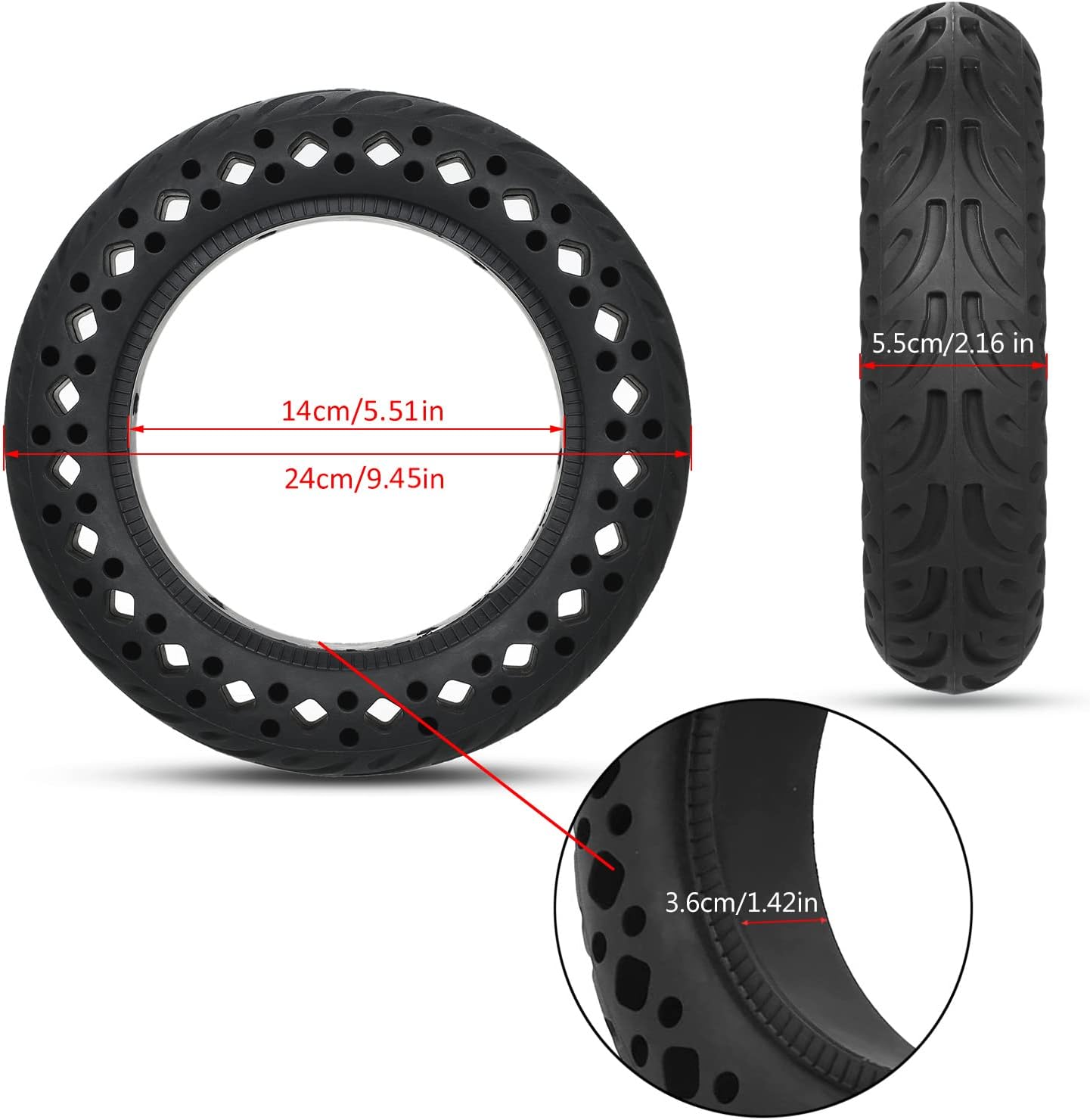 GLDYTIMES 10 inch Scooter Tire - Puncture-Resistant Honeycomb Tire Replacement for Xiaomi M365 Pro and Gotrax G4/XR/V2 Electric Scooter (10 x 2.125/2.0 inch Tire)