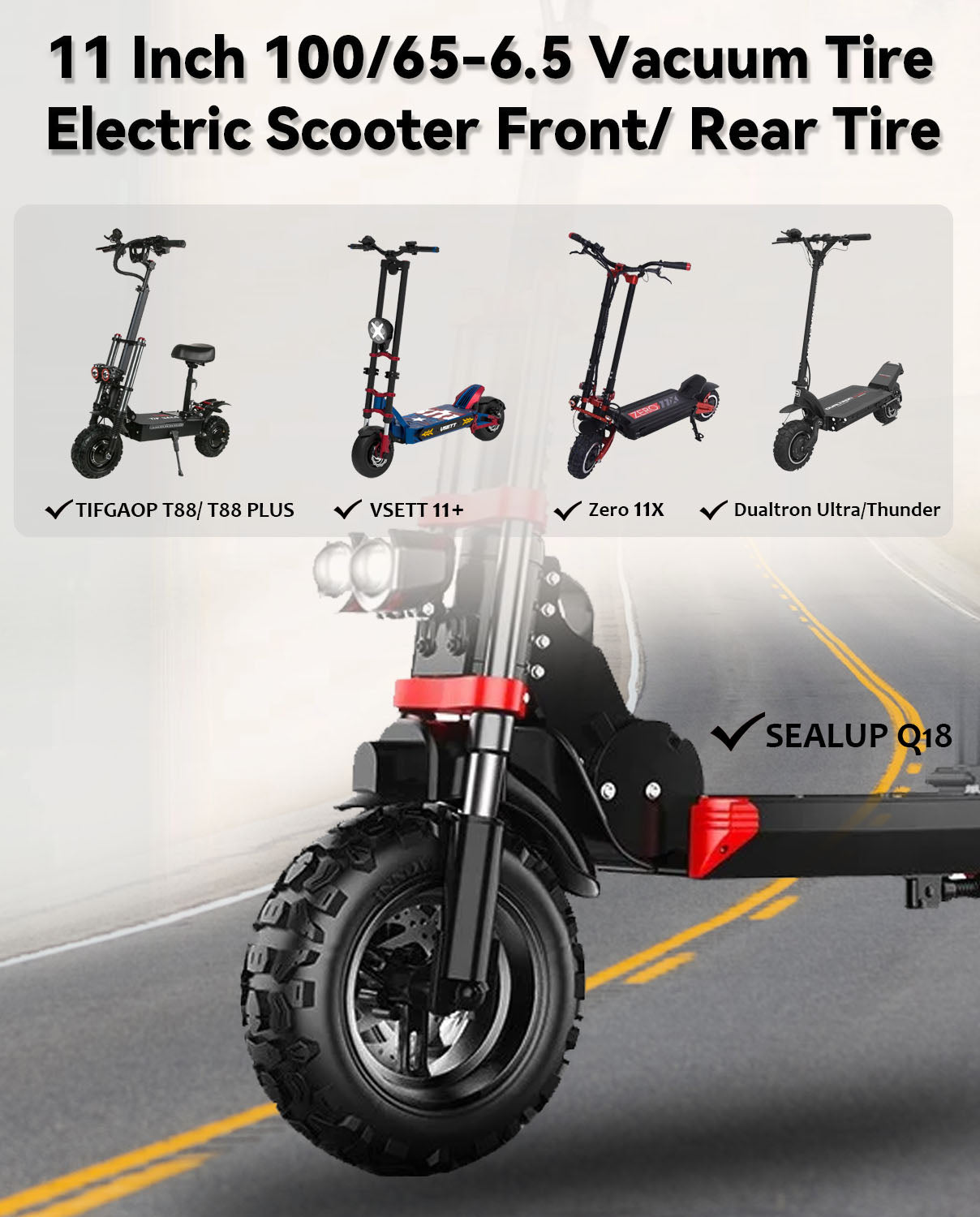 11 Inches 100/65-6.5 Electric Scooter Off-Road Vacuum Tire