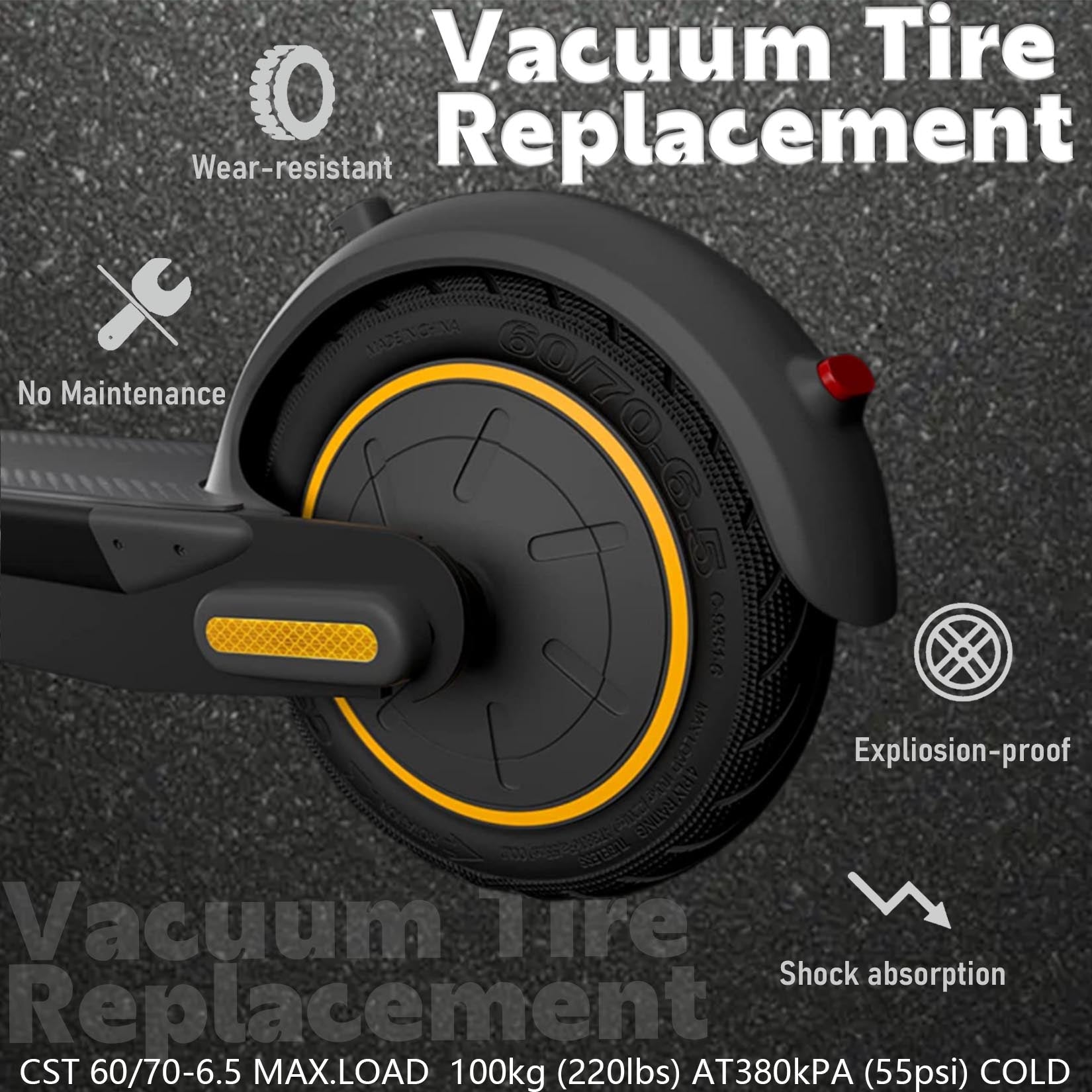 10x2.5 Inches Self-repair Vacuum Outer Tire for Electric Scooter