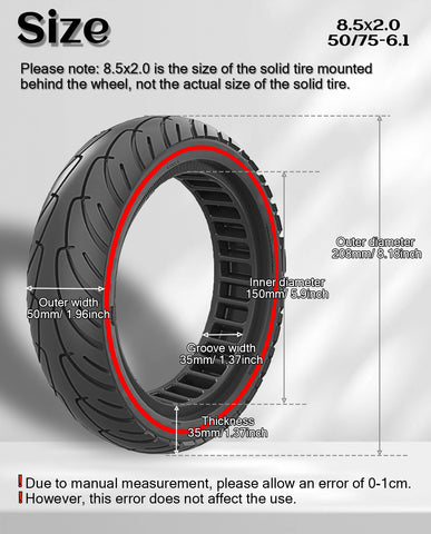 8.5 x 2.0 Inches Anti-explosion Electric Scooter Solid Tire-Red