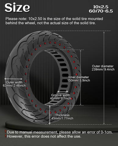 10 x 2.5 Inches Anti-explosion Electric Scooter Solid Tire-Red