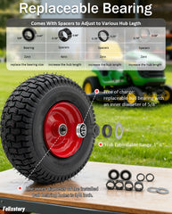 13x5.00-6 Tire and wheel, Solid Lawn Mower Tire, Tubeless Lawn Tractor Wheel, 3"-6" Offset Hub and 3/4" or 5/8" Bushings, Wear-resistant, Anti-punture, 2PCS