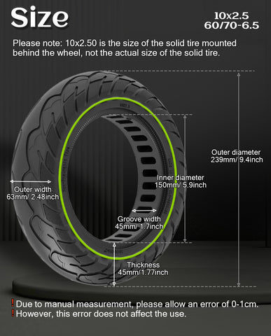 10 x 2.5 Inches Anti-explosion Electric Scooter Solid Tire-Luminous green*2 pieces