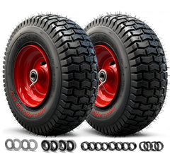 13x5.00-6 Tire and wheel, Solid Lawn Mower Tire, Tubeless Lawn Tractor Wheel, 3"-6" Offset Hub and 3/4" or 5/8" Bushings, Wear-resistant, Anti-punture, 2PCS