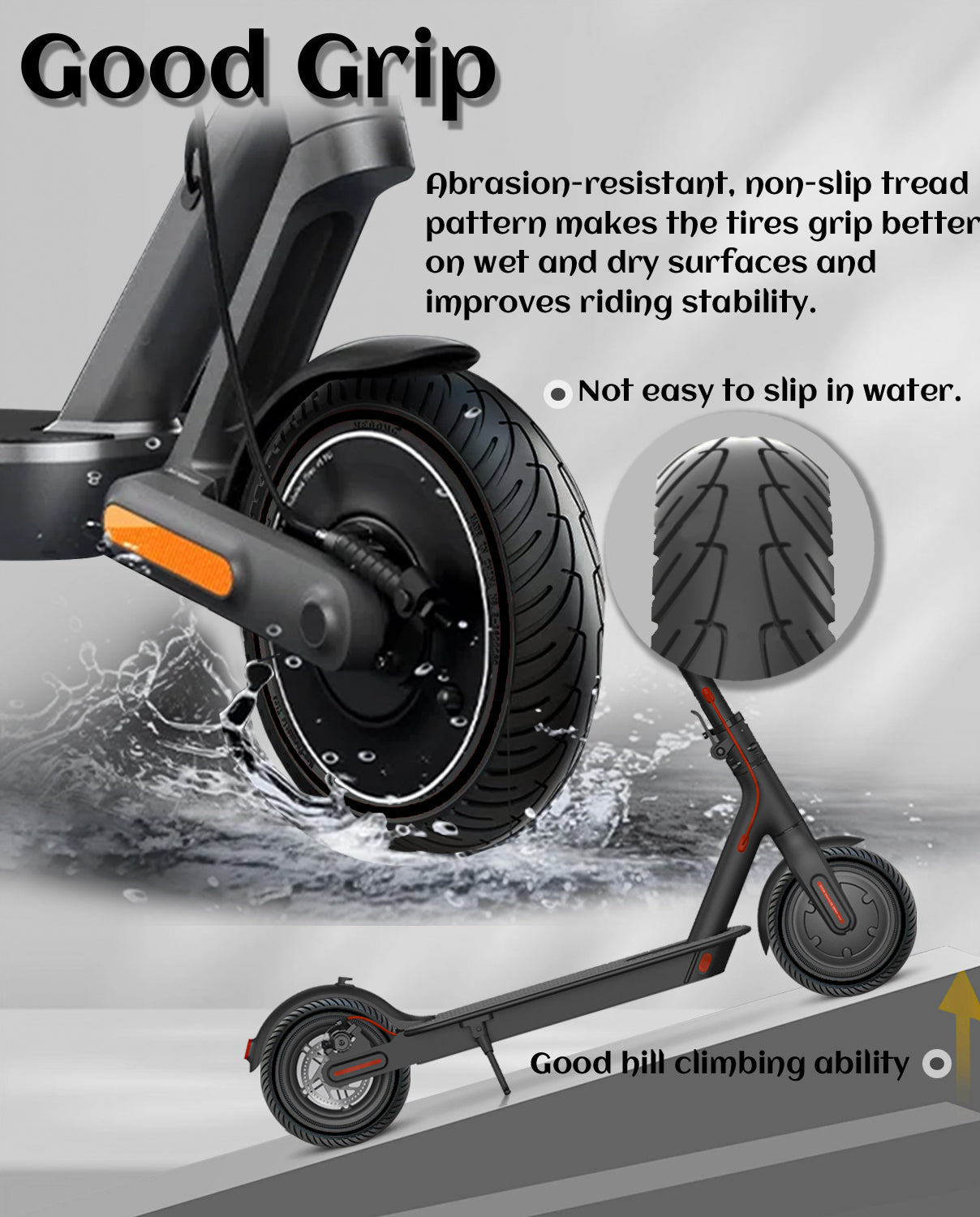 8.5 x 2.0 Inches Anti-explosion Electric Scooter Solid Tire-Black