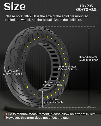 10 x 2.5 Inches Anti-explosion Electric Scooter Solid Tire-Yellow*2 pieces