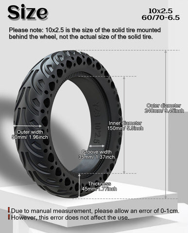 10x2.5 Inches Anti-Skid Tire Electric Scooter Solid Tire*2 pieces