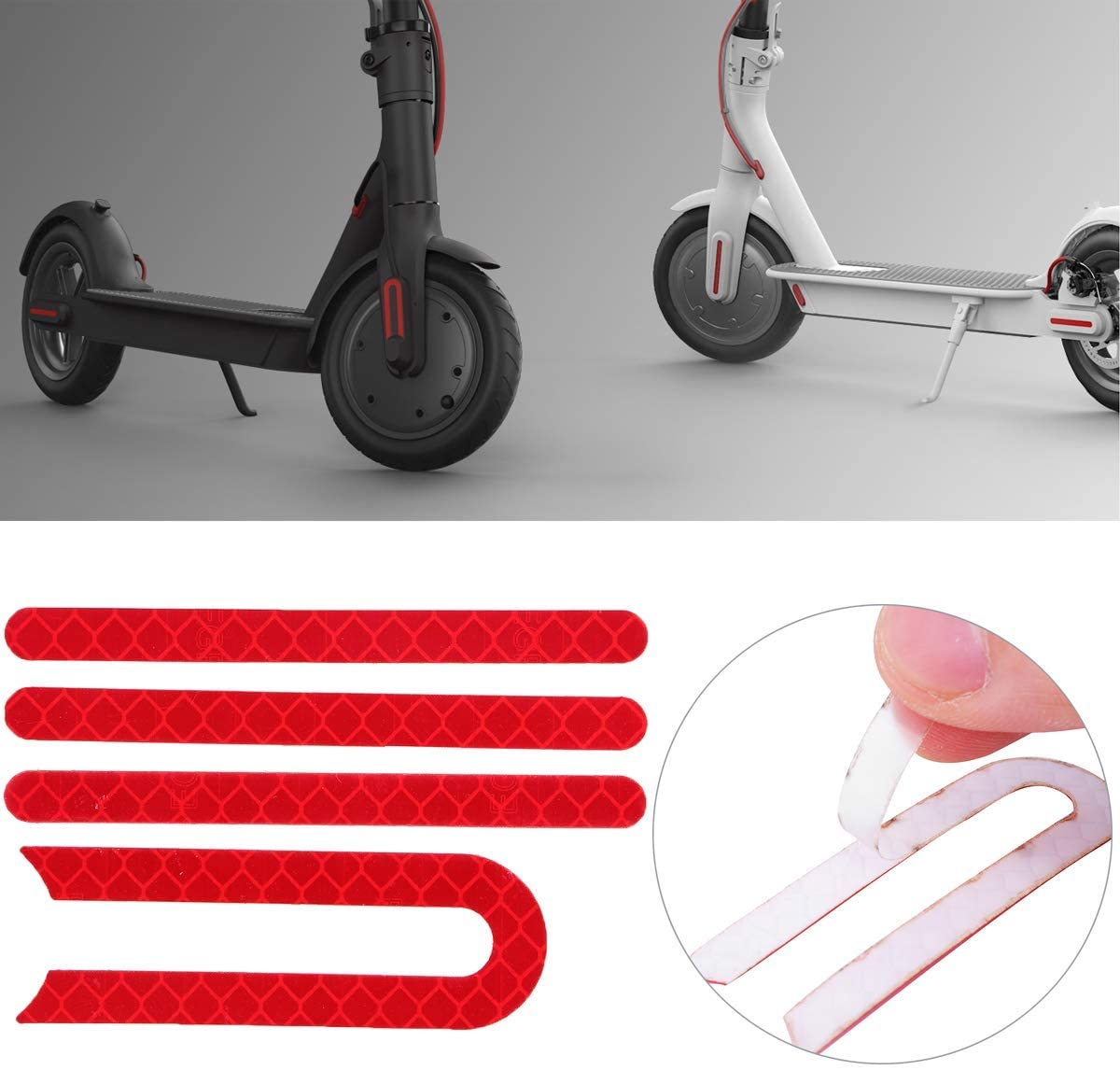 GLDYTIMES Reflective Strip Film Frame Pedal Sticker and Front & Rear Wheel Waterproof Sticker for Xiaomi Mijia M365 Electric Scooter