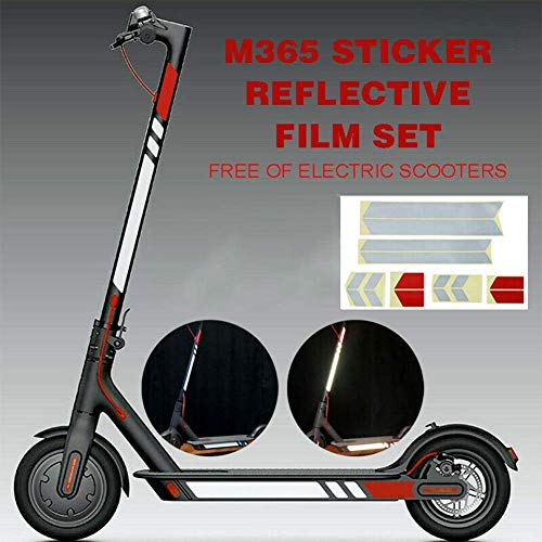 GLDYTIMES Reflective Strip Film Frame Pedal Sticker and Front & Rear Wheel Waterproof Sticker for Xiaomi Mijia M365 Electric Scooter