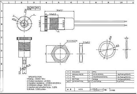 IP67 68 Waterproof Charging Cable DC Replacement for Electric Self-Balancing Scooter