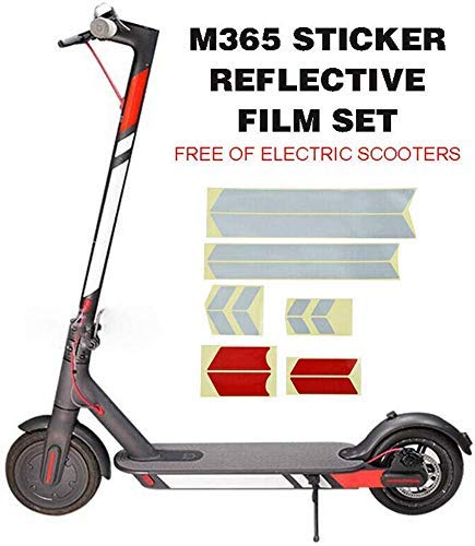 GLDYTIMES Reflective Strip Film Frame Pedal Sticker and Front & Rear Wheel Waterproof Sticker for Xiaomi Mijia M365 Electric Scooter